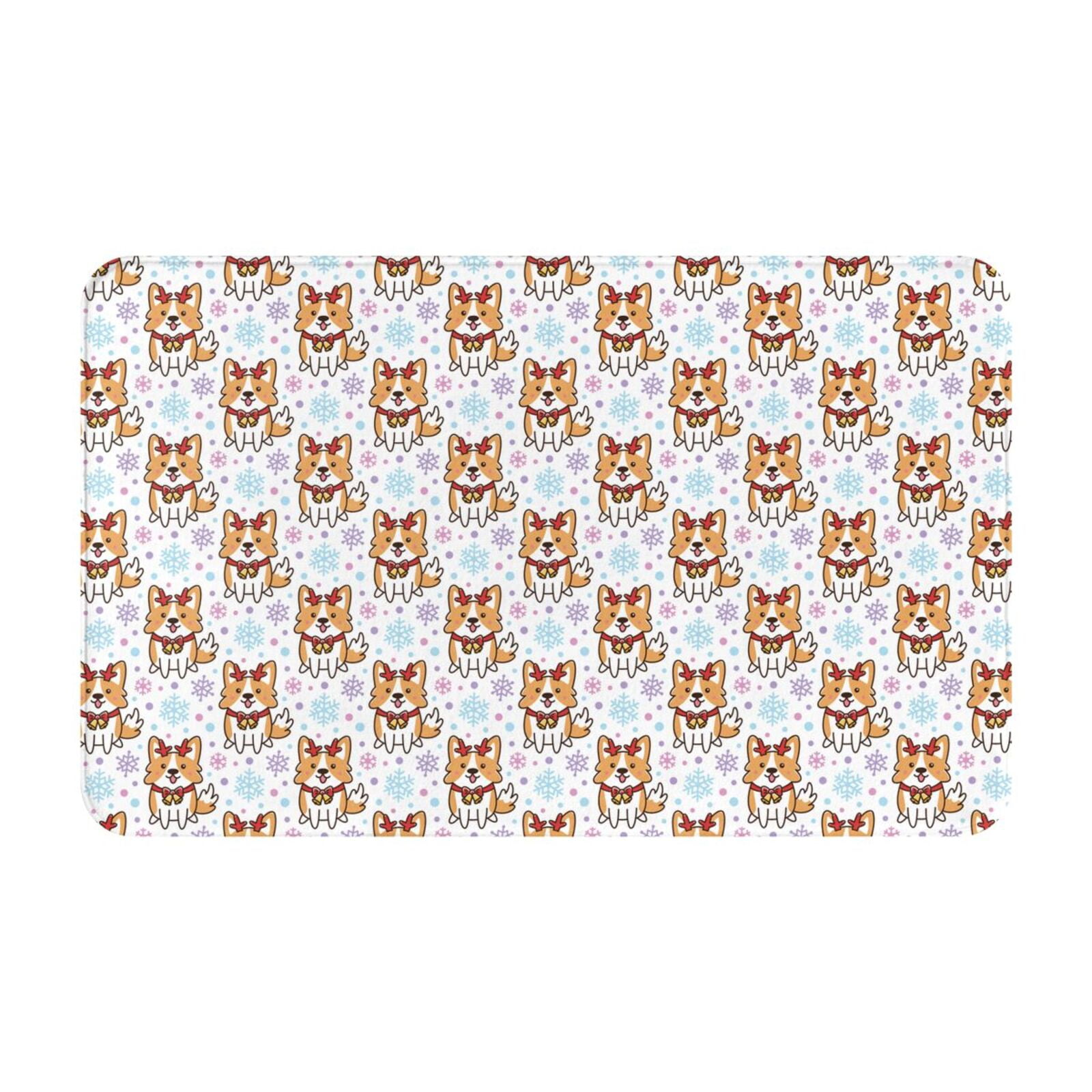Cute Antlers Dog Snowflake Front Door Mat, Indoor Mats for