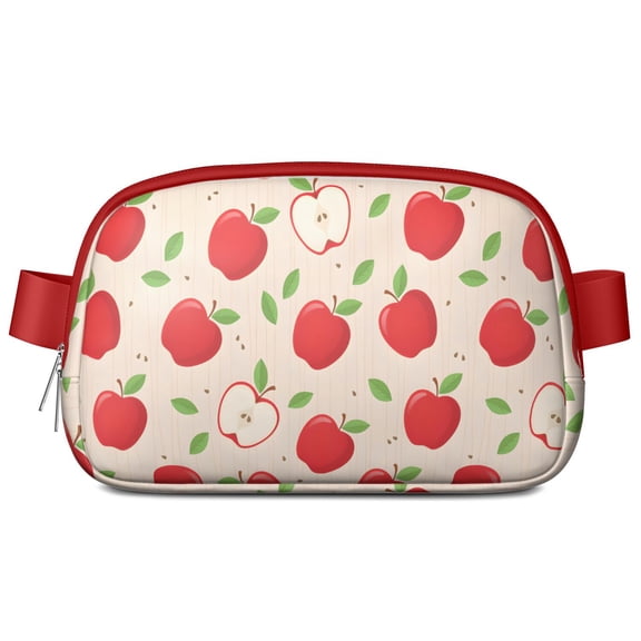 Cute Apple Fanny Pack – Red & Green Fruit Belt Bag with Cartoon Apple Print, Kawaii Candy-Inspired Design for Apple Lovers