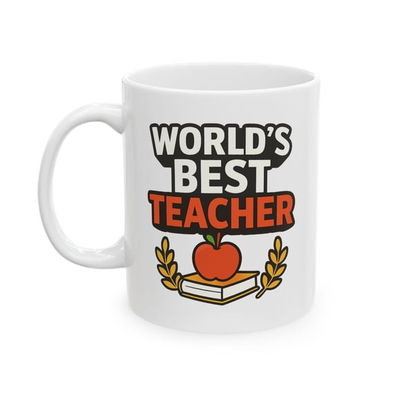 Teacher 11 oz Coffee Mug - Cute Apple Design White Ceramic Gift