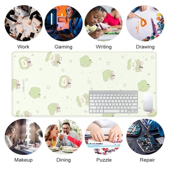 Cute Apple Pattern Mouse Pad 31.5 x 11.82 inches Rubber Desk Accessory with Kawaii Design for Office and Home Use