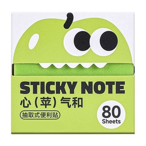 Cute Apple Pop-Up Translucent Sticky Notes, 3.1"x3.1" Clear Self-Stick Pads with Slide-Out Dispenser Box, 80 Sheets Total