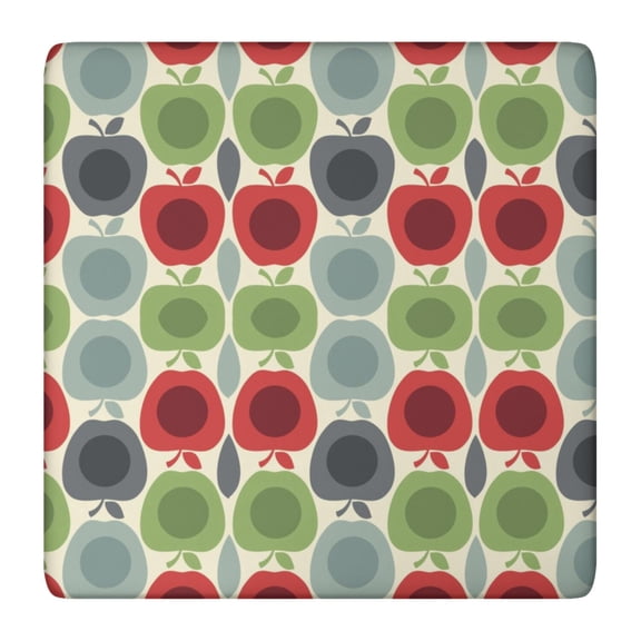 Cute Apple Print Elastic Fitted Tablecloth - Snug Fit Square Table Cover with Cartoon Fruit Design, Windproof & Wrinkle-Free for Outdoor Picnic, Red & Green Aesthetic Apple Painting Pattern