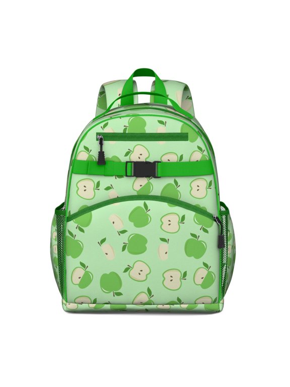 Cute Apple Print Waterproof School Backpack - Ergonomic Travel Daypack with Chest Strap, Breathable Padded Design for Teens, Lightweight Student Book Bag with Side Pockets, Durable Commuter Backpack