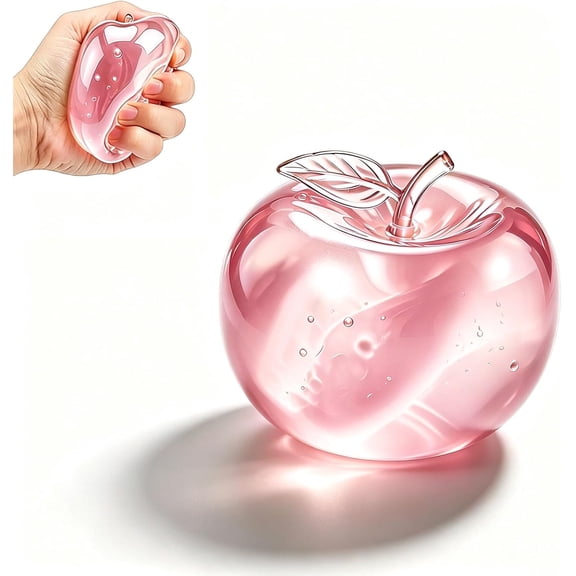 Cute Apple Squishy, Clear Slow Rising Squishy Apple Fidget, Soft Sensory Desk Squishy for Adults, Fruit Stress Ball Novelty Gift