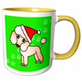 thumbnail image 1 of 3drose, Cute Apricot Poodle Green Paw Background with Santa Hat, 11oz Two-tone Yellow Mug, 1 of 6