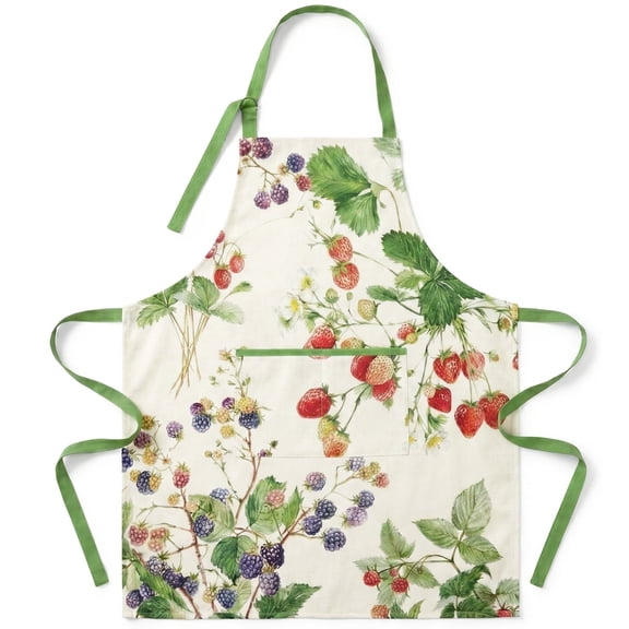 Cute Aprons for Women with Pockets - Kitchen Apron for Baking Cooking - Adjustable Chef Bib Apron, Fun Gifts for Girlfriend Daughter Mother Wife (Strawberry Print)