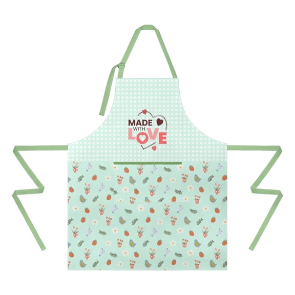 Cute Aprons for Women with Pockets - "Made with love" Print Kitchen Apron for Baking Cooking - Adjustable Chef Bib Apron, Fun Gifts for Girlfriend Daughter Mother Wife (Light blue)