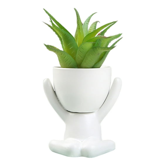 Cute Artificial Succulent Plants With Creative Human Shaped Pots,Mini Potted Succulents Decor For Home Decor