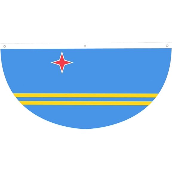 Cute Aruba Flag Fan Bunting Flag, 3x6 Ft Aruban Half Round Hanging Flag for Yard, Room, Porch, Outdoor Decor