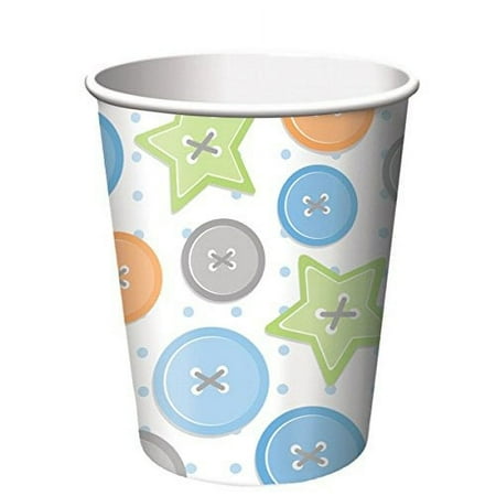 Cute As A Button Boy 9oz Paper Cups 8 Per Pack