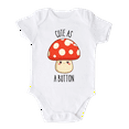 thumbnail image 1 of Cute As A Button Mushroom Baby Bodysuit Shirt Premium Custom Clothes Unisex Baby Gift for Mom Newborn 6-9m White, 1 of 2
