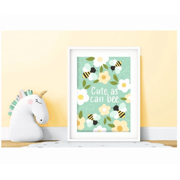 Cute As Can Bee Cute And Colourful Floral Bumblebee Wall Art Kids Bedroom Poster Playroom Decor Nursery Print Wall Art