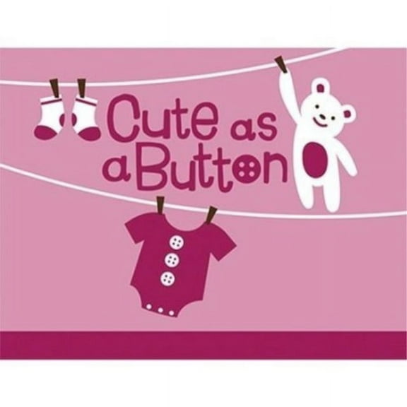 Cute As a Button- Girl Invitations