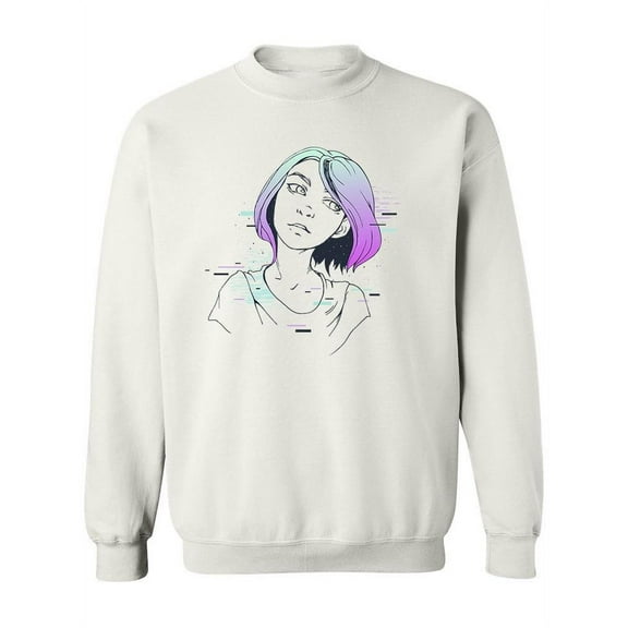 Cute Asian Girl Colored Sketch Sweatshirt Women -Image by Shutterstock, Female x-Large