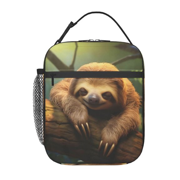 Cute Asleep Sloth Lunch Bag Portable Thermal Lunch Box for Men and Women
