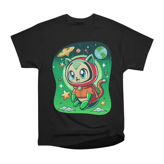 Cute Astro Galaxy Space Kitty Astronaut Cat T-Shirt Tee Gift For Him Merch For Her Apparel