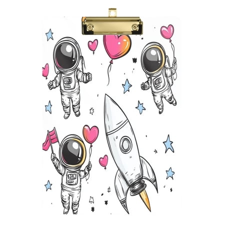 Cute Astronaut Clipart Acrylic Clipboards A4 Standard Size Clipboard 12.5" X 9" Clip Board for Office School Teacher Women Men