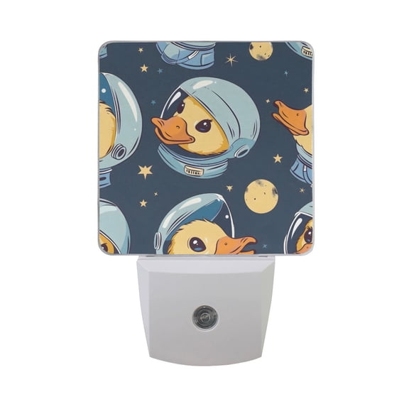 Cute Astronaut Duck Head Night Light 2 Pack LED Nightlight Plug into Wall Dusk to Dawn Sensor Soft White