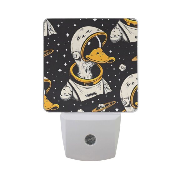Cute Astronaut Duck Night Light 2 Pack LED Nightlight Plug into Wall Dusk to Dawn Sensor Soft White