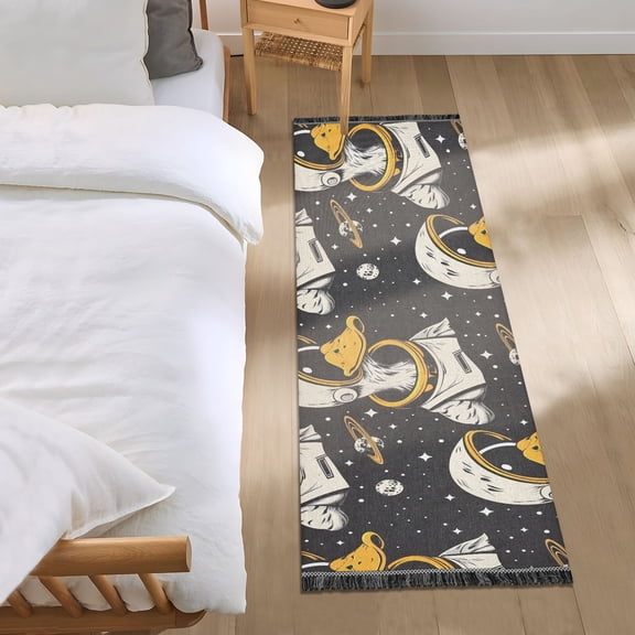 Cute Astronaut Duck Runner Area Rug 2x6 Soft Non-Slip Washable Bedside Carpet for Hallway Bedroom Living Room Home Decor