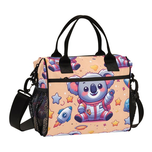 Cute Astronaut Koala Lunch Bag Insulated Lunch Box Leakproof Reusable Cooler Tote Adjustable Shoulder Strap for Men Women 9L