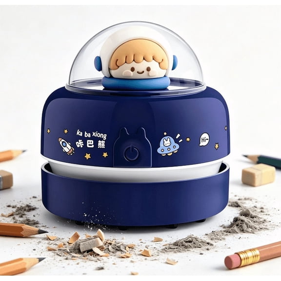 Cute Astronaut Mini Desk Vacuum Cleaner, Portable Cordless Tabletop Dust Sweeper for Home & Office