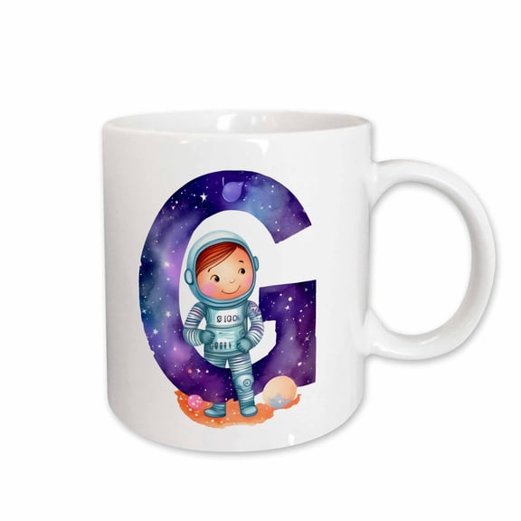 3drose, Cute Astronaut Monogram Initial G, 11oz Mug