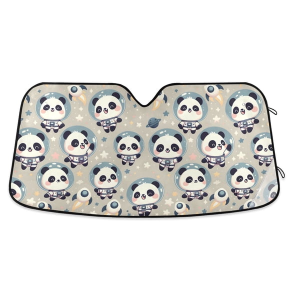 Cute Astronaut Panda Car Windshield Sun Shade Foldable Car Front Window Visor Heat and UV Protection 53x23.5