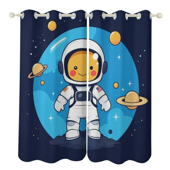 Cute Astronaut in Space Luxury Window Curtains Blinds for Living Room Kids Bedroom Bathroom Kicthen Door Home Decor 2 Panels
