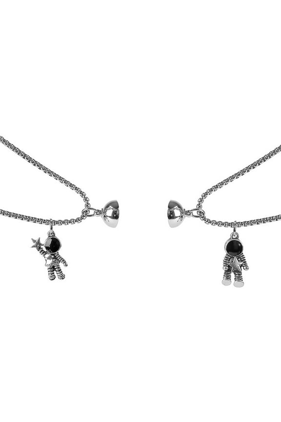 Cute Astronauts Magnet Attraction Matching Necklace Creative Cool Chain Necklaces for Women Men Valentine's Day Gift