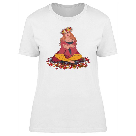 Cute Autumn Floral Lady T-Shirt Women -Image by Shutterstock, Female Medium
