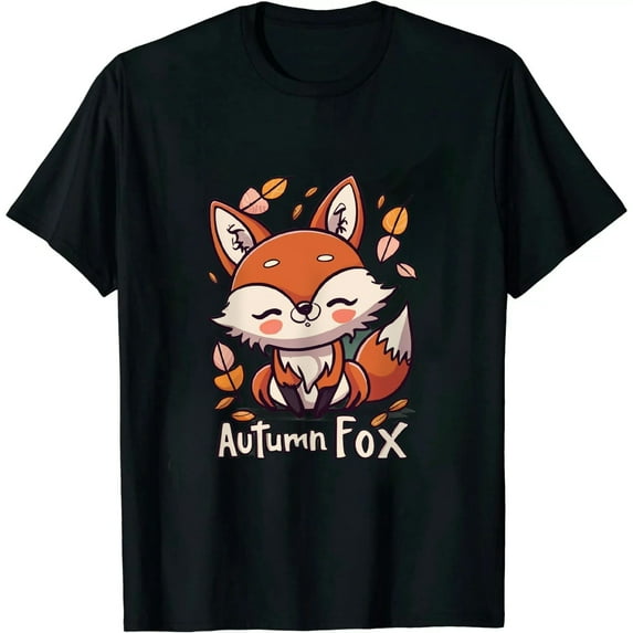 Cute Autumn Fox Fall Leaves For Women Men Autumn Foxs T-Shirt 0448