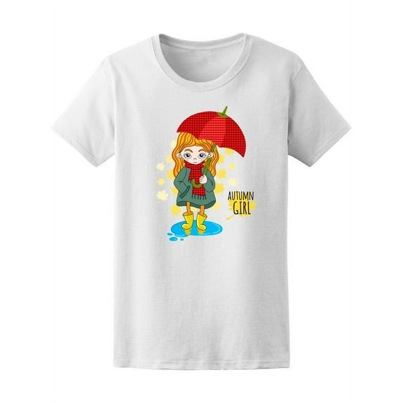 Cute Autumn Girl T-Shirt Women -Image by Shutterstock, Female Medium