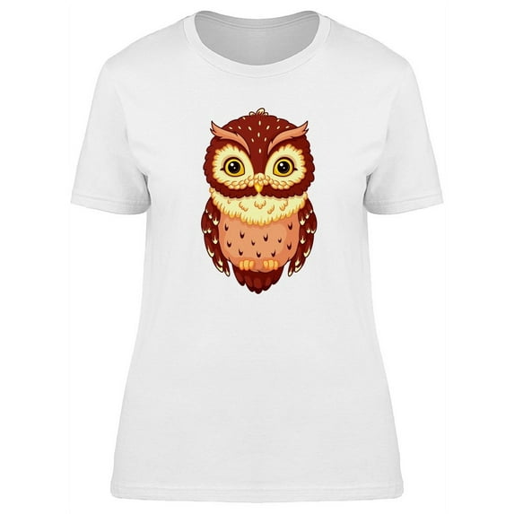 Cute Autumn Owl Cartoon T-Shirt Women -Image by Shutterstock, Female XX-Large