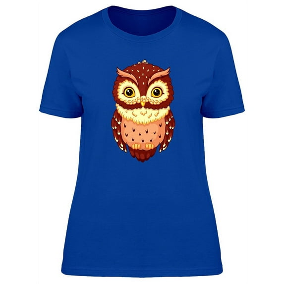 Cute Autumn Owl Cartoon T-Shirt Women -Image by Shutterstock, Female x-Large