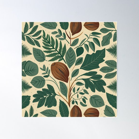 Cute Autumn Pattern Poster Wall Art, Modern Wall Decor For Living Room Bedroom, 30x30 UNFRAMED