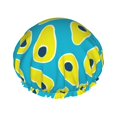 thumbnail image 1 of Cute Avocado Blue Shower Cap, Reusable Bath Hair Hat for all Hair Lengths Hair Cover with Elastic Band Double Waterproof Layers Bathing Hat, 1 of 5