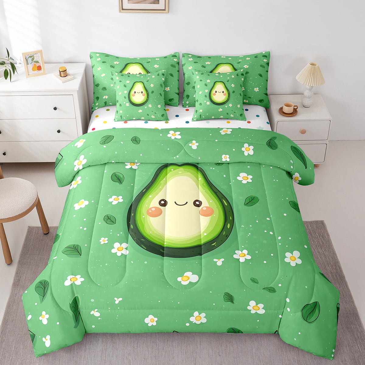 Cute Avocado Comforter Sets Green Avocado Bedding Set 7 Piece Full ...