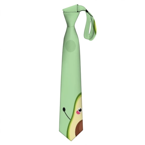 Cute Avocado Design Men's Necktie - Classic Satin Formal Tie for Grooms & Professionals - Healthy Fruit Print Wedding Tie - Durable Wrinkle-Resistant Gift