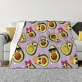Cute Avocado Flower Purple Throw Blanket for Couch, Soft Fuzzy Comfy