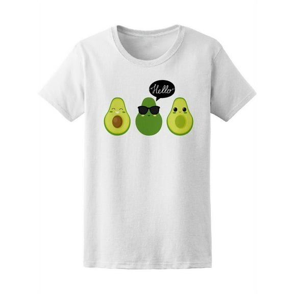 Cute Avocado Hello T-Shirt Women -Image by Shutterstock, Female XX-Large