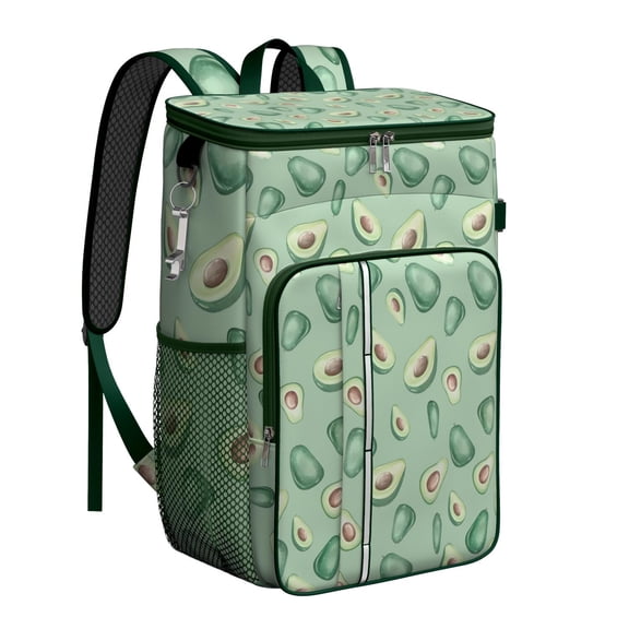 Cute Avocado Print Insulated Cooler Backpack 20L - Leakproof Soft Cooler Bag for Camping, Picnic & Beach, Long-Lasting Insulation, Multiple Pockets