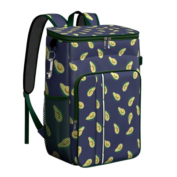 Cute Avocado Print Insulated Cooler Backpack 20L - Leakproof Soft Cooler Bag for Camping, Picnic & Beach, Long-Lasting Insulation, Multiple Pockets