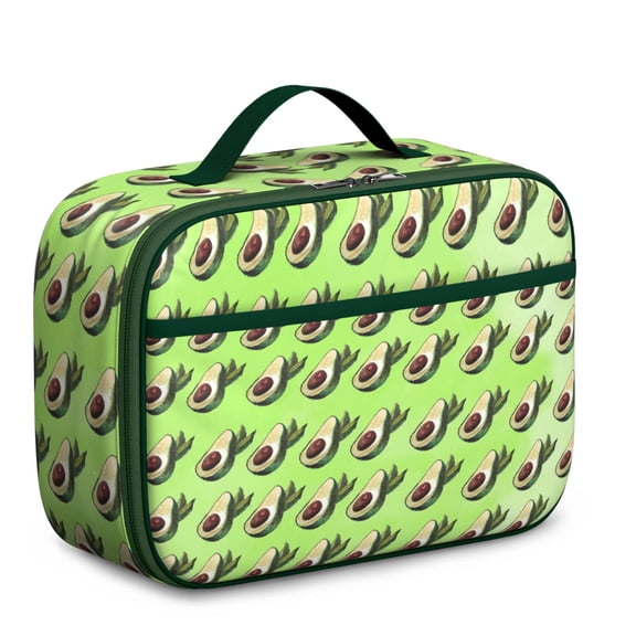 Cute Avocado Print Insulated Lunch Bag - Thermal Insulation Lunch Box with Leakproof Interior & Portable Handle for School Work Picnic
