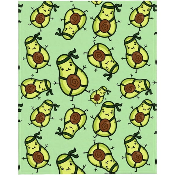 Cute Avocado Seamless Pattern Throw Blanket -Plush Throw Super Soft Fuzzy Warm Blanket , Flannel Fleece Blankets for Sofa, Couch, Bed for All Season 80"X60"