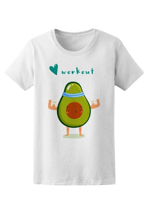 Cute Avocado Working Out T-Shirt Women -Image by Shutterstock, Female Small