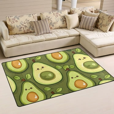 Cute Avocado on Green Area Floor Mats Non-Slip Rugs Soft Doormat 31 x 20 inch Carpet for Living Dining Room Bedroom Decorative