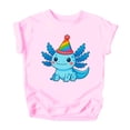 thumbnail image 1 of Cute Axolotl Birthday Shirt for Boys and Girls Kawaii Party Hat Graphic Tee for Kids and Toddlers Pink Shirt 2T, 1 of 8