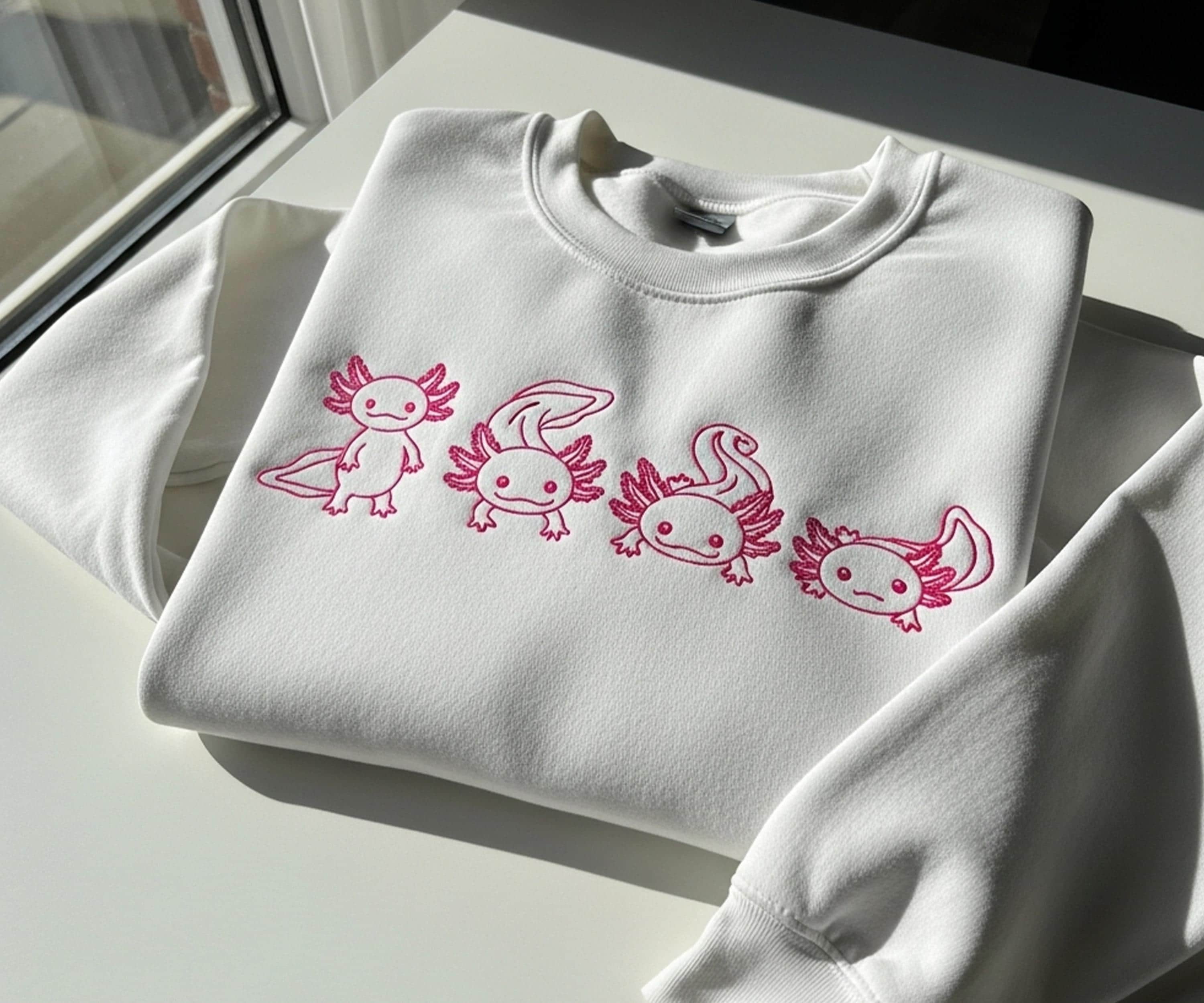 Cute Axolotl Embroidered Sweatshirt Walking Fish T Shirt Axolotl Mom cute-axolotl-embroidered-sweatshirt-walking-fish-t-shirt-axolotl-mom