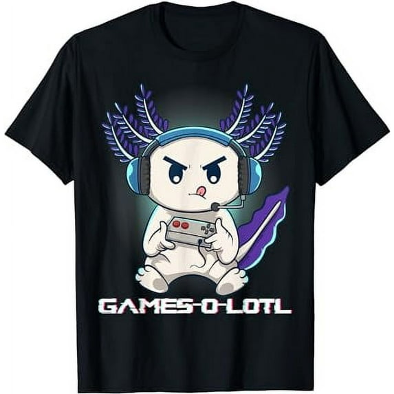 Cute Axolotl Playing Console Video Games Axolotl Gaming T-Shirt